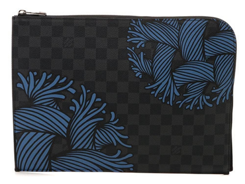 LOUIS VUITTON Pochette Jour Clutch Bag Damier Graphite Black Christopher Nemeth
